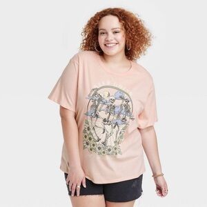 ZOE + LIV Women's Keep Going Short Sleeve Graphic T-Shirt - Pink L